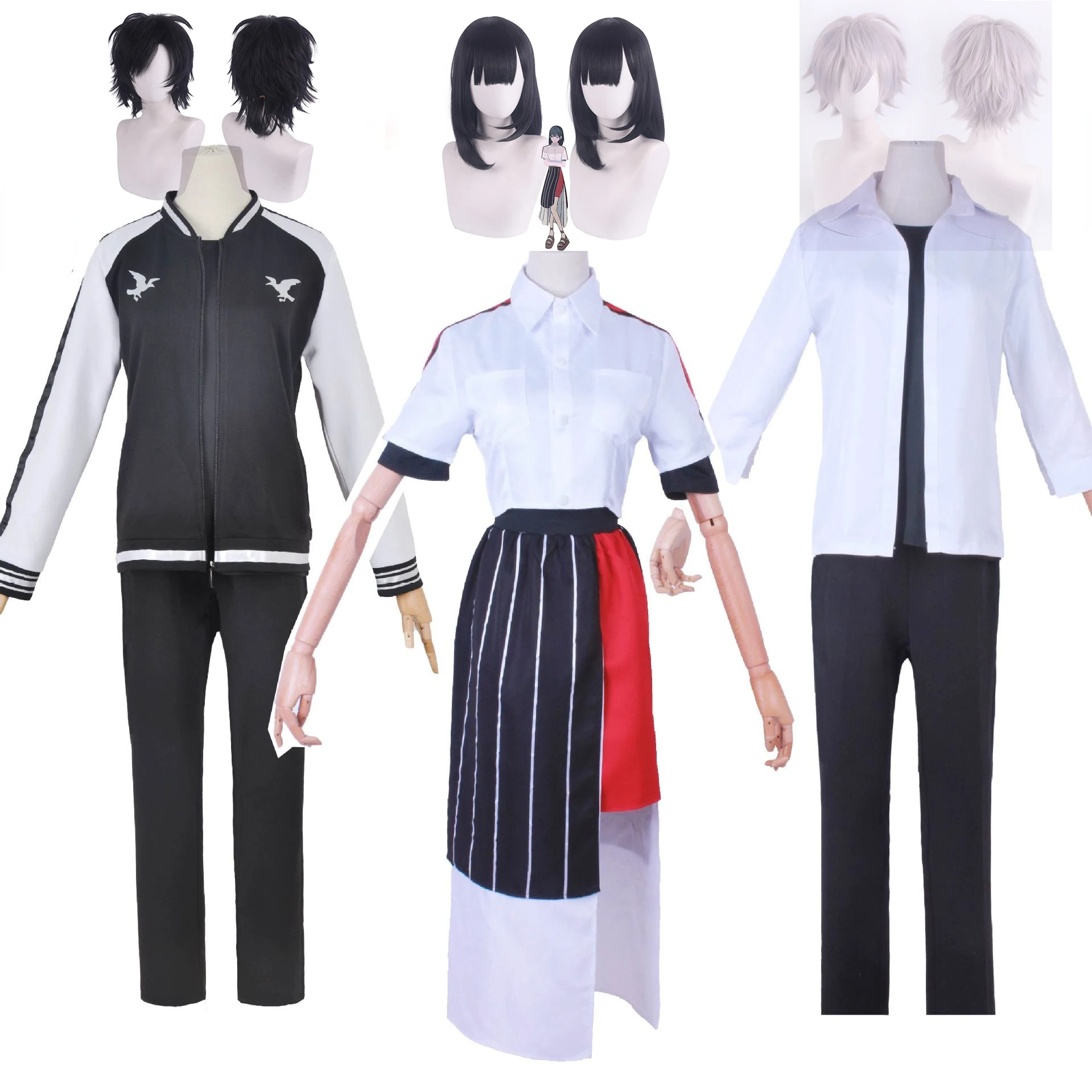 

Anime Time Agent Cosplay Costume Qiao Ling Cheng Xiaoshi Lu Guang Jacket Top Pants Uniform Halloween Party Outfit Wig Men Women