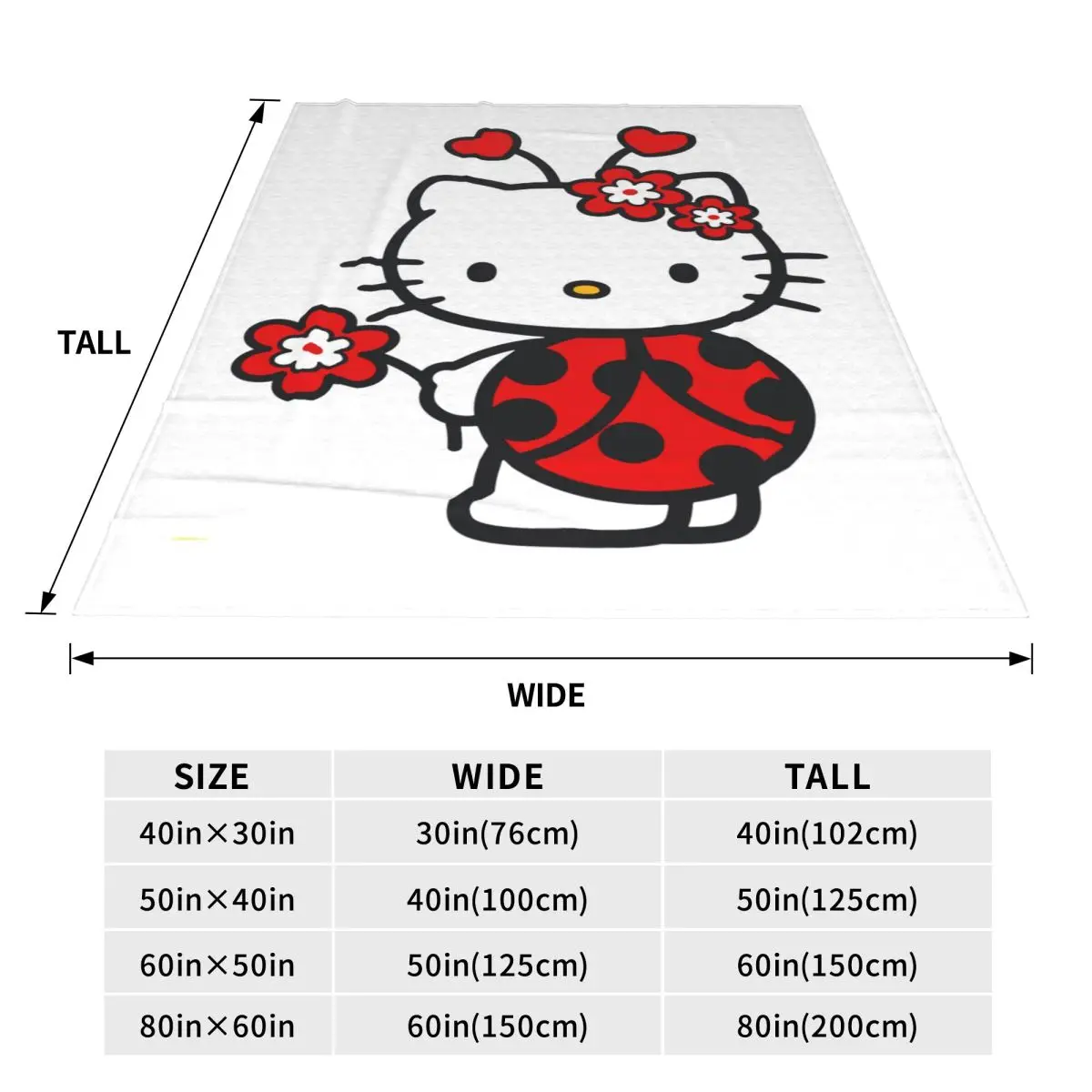 Одеяло с божьей коровкой Hello Kitty для косплея Фланелевое покрывало пикника на