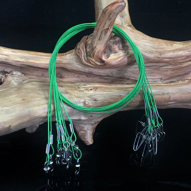 

10pcs 50cm Stainless Steel Wire Leader Fishing Leash With Swivel Anti-bite Line Leadcore For Lure Accessories Pike Fishing Line
