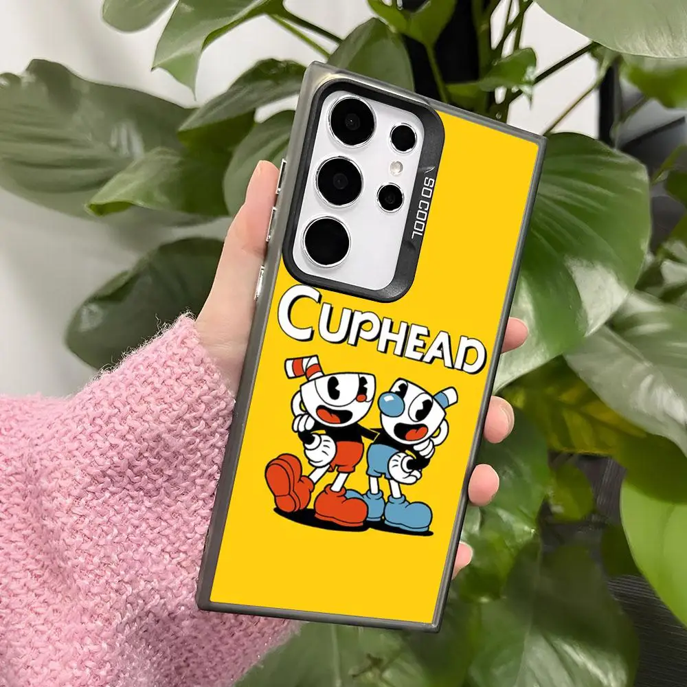 Черный чехол Cuphead для телефона Samsung Galaxy A15 A25 A35 A55 A14 A34 A54 A13 A23 A33 A53 A12 A22 A32 A52 A11 A21 A31 A51