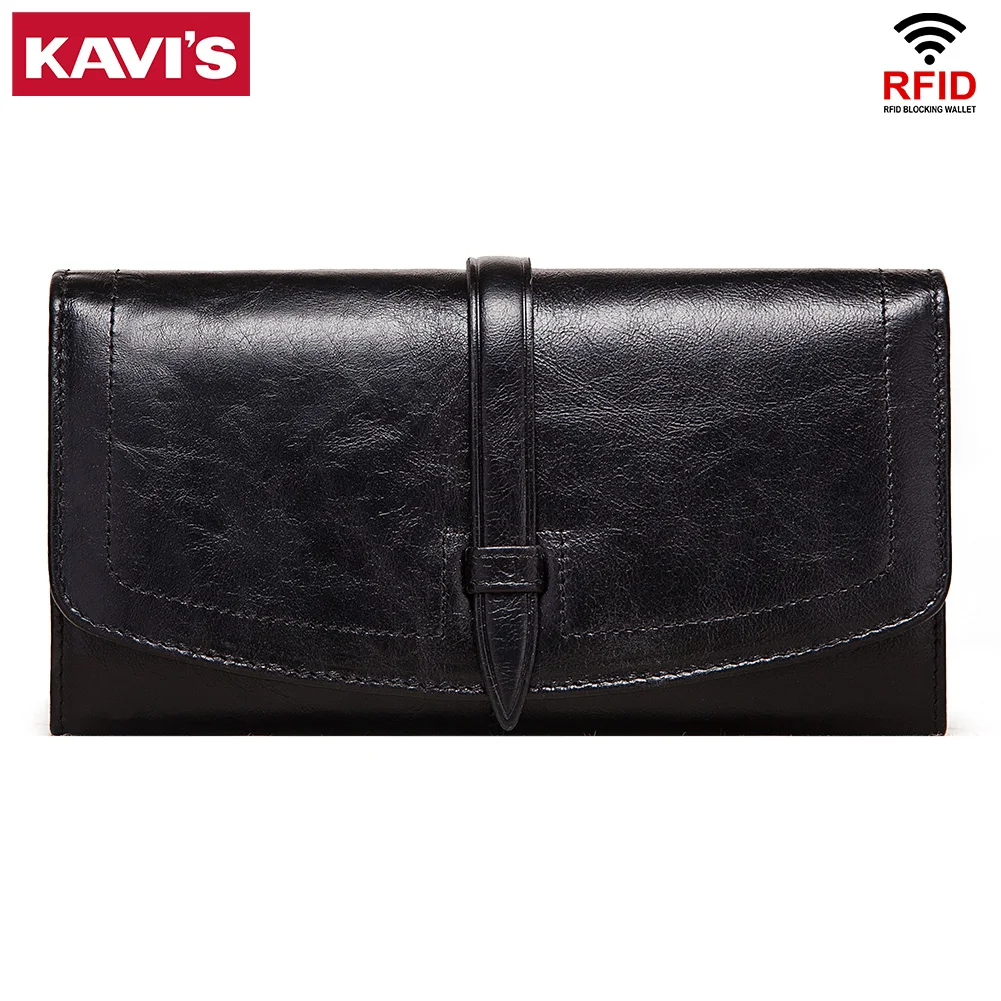 

Кошелек женский KAVIS из натуральной кожи, длинный, красный, 100%