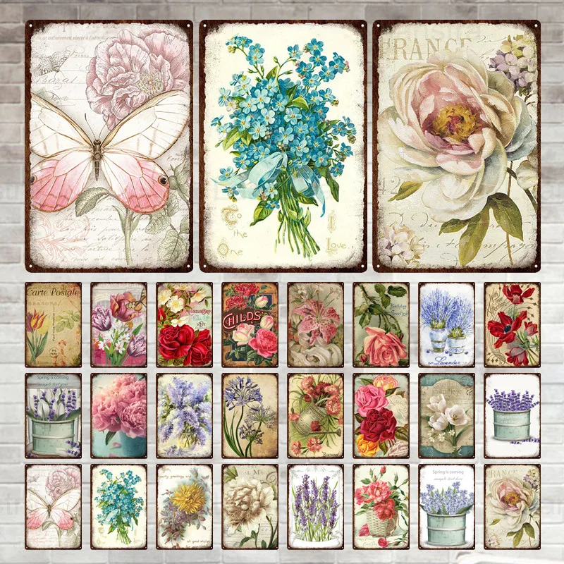 

Laanstra Flower Vintage Tin Sign Metal Sign Decorative Plaque Garden Living Room Club Decor Wall Decoration