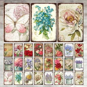 Laanstra Flower Vintage Tin Sign Metal Sign Decorative Plaque Garden Living Room Club Decor Wall Decoration