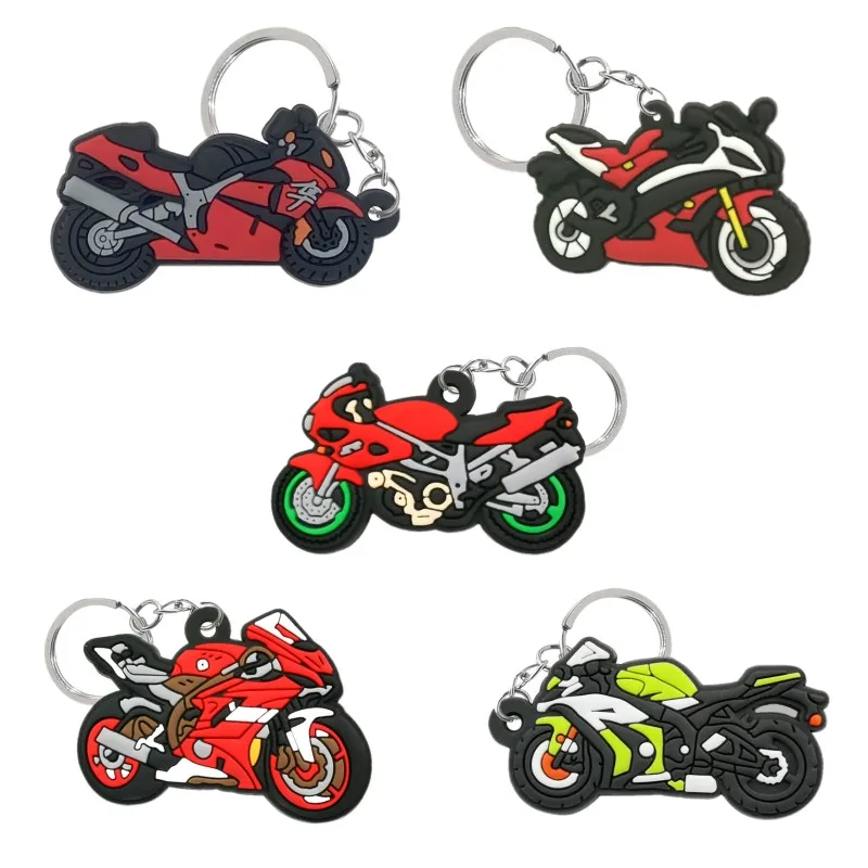 

1PCS PVC Keychain Cartoon motorcycle Key Ring fashion Key Holder fit men women keys trinkets accessories Jewelry Decoration key