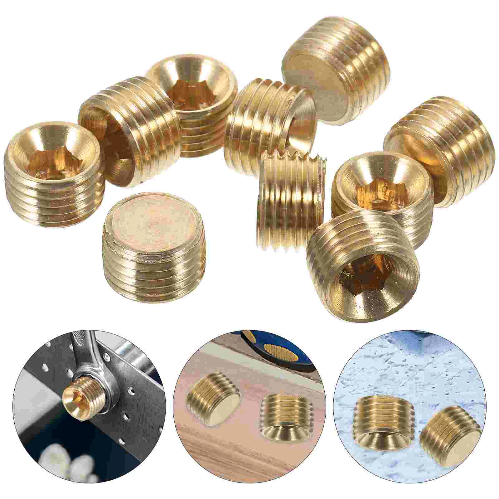 

10pcs Brass Pipe End Brass Pipe Fitting Internal Hex Thread 1/4 Inch Pipe Fitting