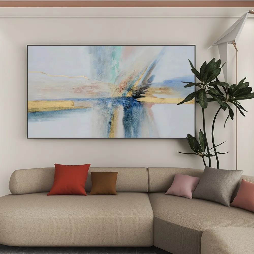 

Abstract Modern Arcylic Thick Gold Oil Painting Without Frame Handmade On Canvas Hanging For Living Dinner Room Bedroom Wall Art