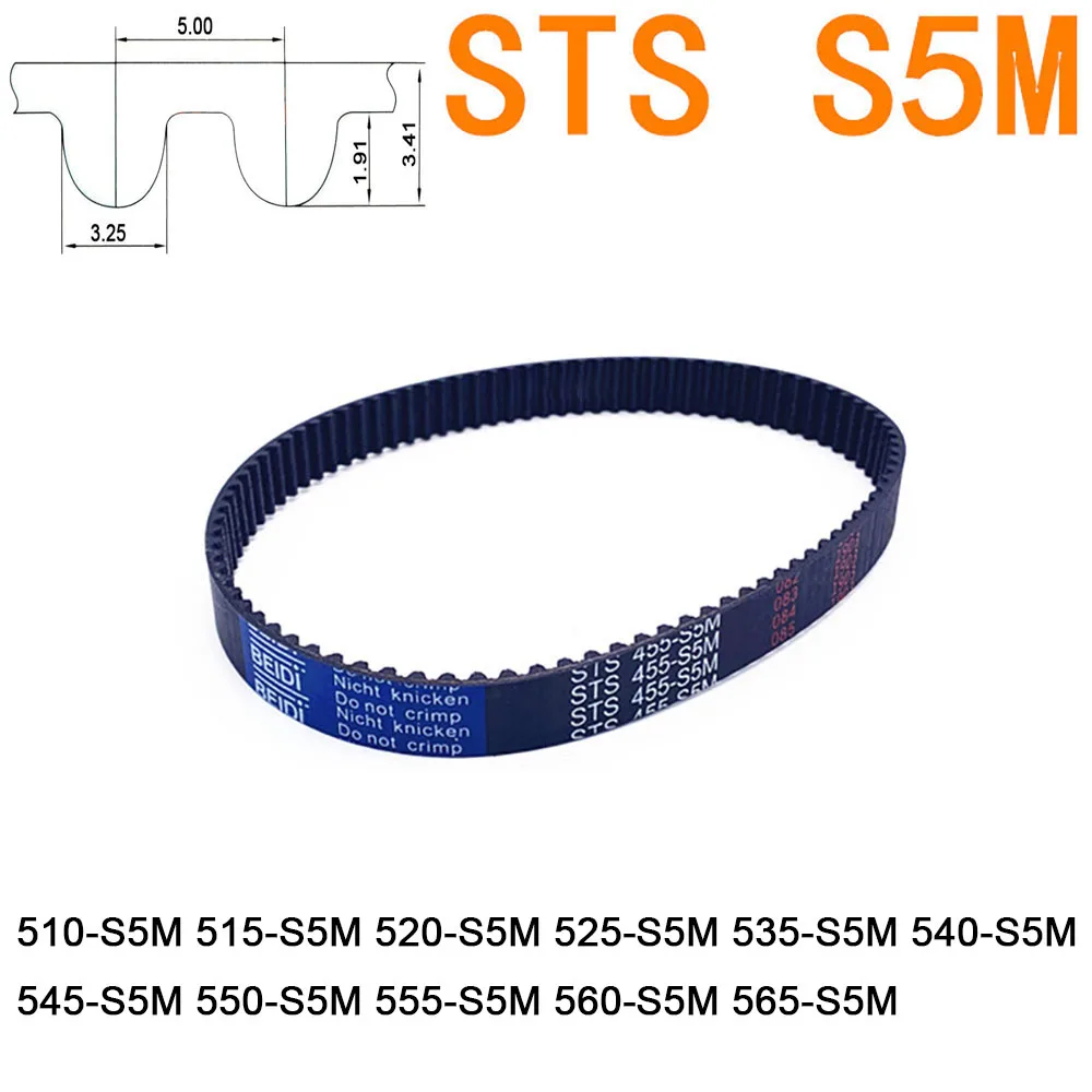 

STS S5M Rubber Timing Belt Width 10 15 20 25 30mm Pitch 5mm Length 510 515 520 525 535 540 545 550 555 560 565mm