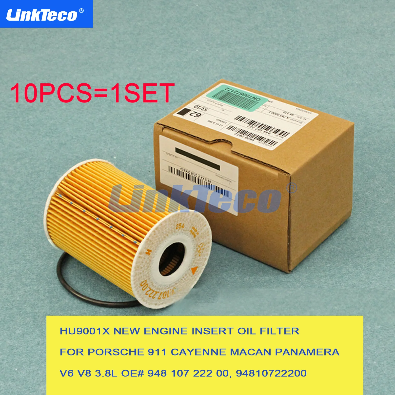 

10PCS Engine Insert Oil Filter For Porsche 911 Cayenne Macan Panamera V6 V8 3.8L OE# 948 107 222 00, 94810722200,HU9001X