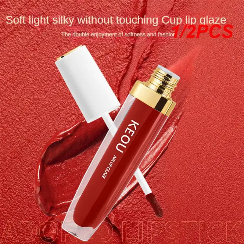 

1/2PCS Moisturizing Lip Gloss Silky Texture Lasting Whitening Lip Glaze Moisturizing Silky Air Lip Glaze Velvet Lipstick