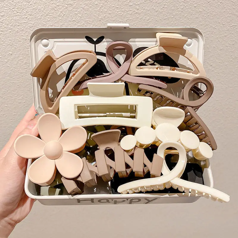 

15pc Headwear Set New Women Fashion Claw Clip Coffee Black Acrylic Large Claw Korean For Girl Clip Barrette Hair Accessoriery