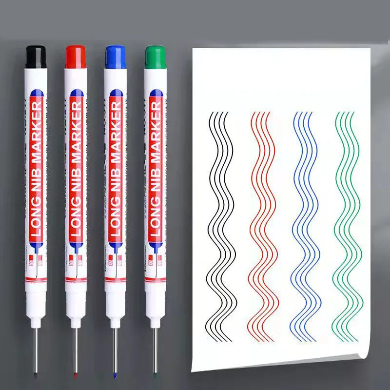 

3pcs Long Head Markers Pen 20mm Bathroom Woodworking Decoration Multi-purpose Deep Hole Marker Pens Pen Red/Black/Blue Ink