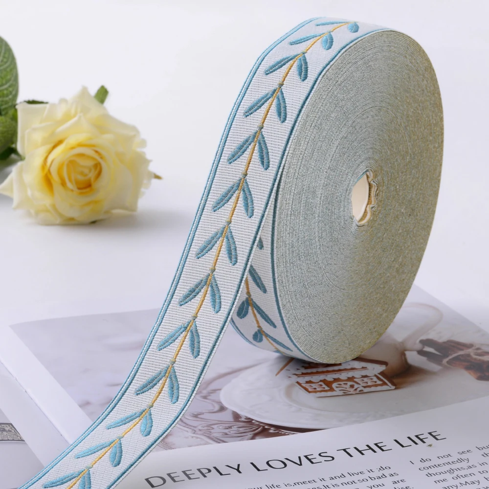 25 метров 3 см жаккардовая лента с отделкой в виде листьев жаккардовые ленты из