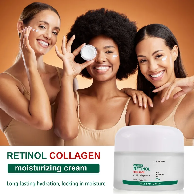 Фото DAY&NIGHT RETINOL COLLAGEN Увлажняющий крем HYALURONIC ACID 5% уменьшающий тонкие линии, укрепляющий, осветляющий увлажняющий крем для лица №2