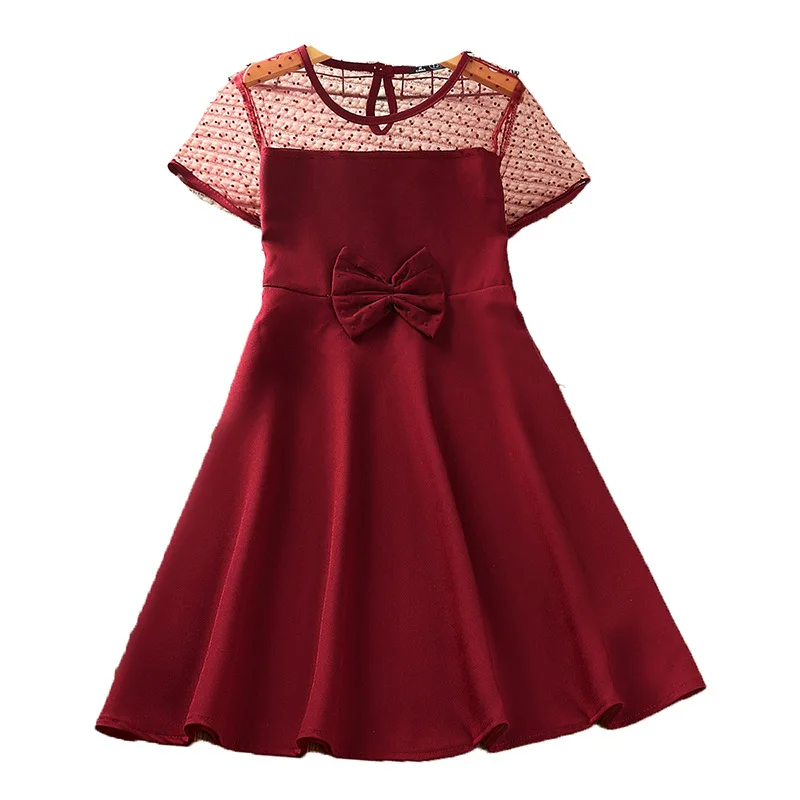 

2022 New Summer Polka Dot Girl Mesh Stitching Short-Sleeved Retro Princess Dress Explosion Girls Dress