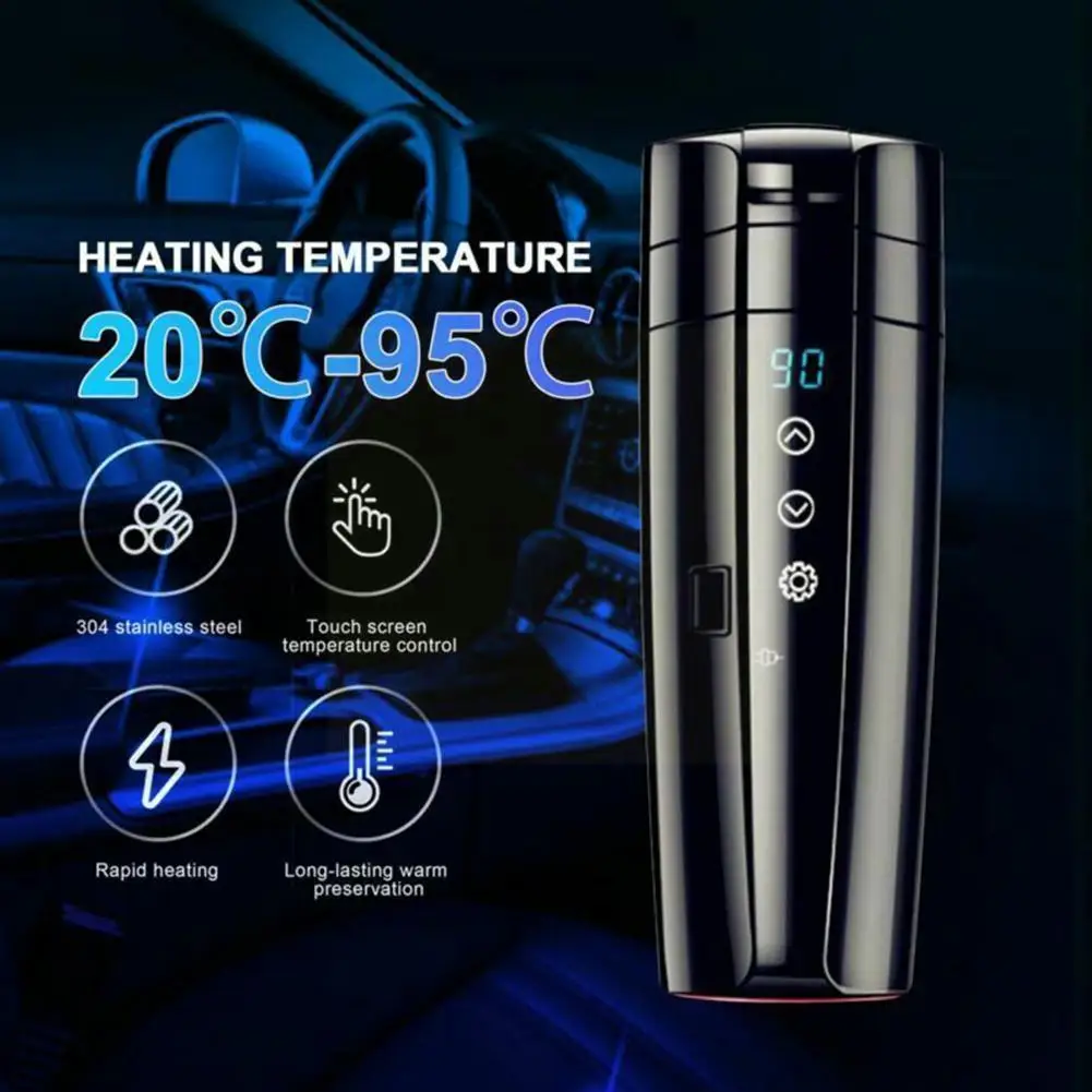 

400ML Universal Car Electric Heating Cup 12V Portable Heater Steel Bottle Kettle Water Car Water Electric Warmer Cup J7X4