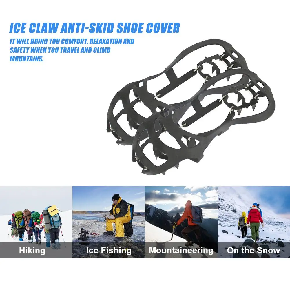 

1 Pair Portable 18 Tooth Snowfield Slipproof Shoe Cover for Ice Fishing Climbing Suitable for Hiking Camping and Snowfield