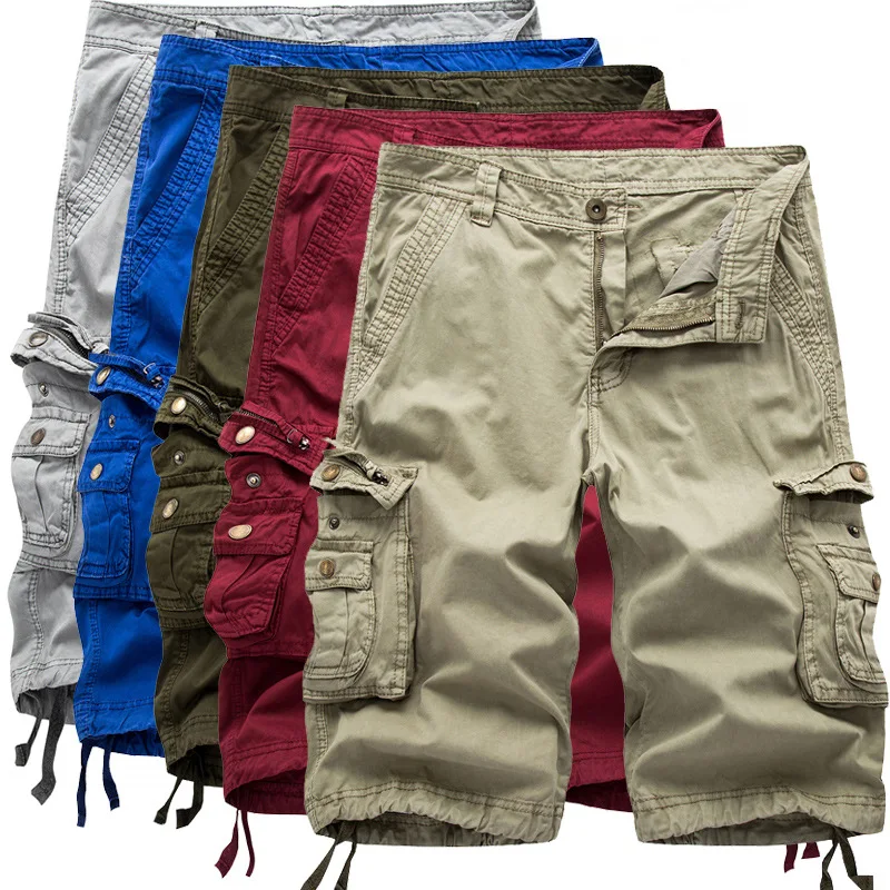 

2022 New Summer Loose Casual Working Pants Fifth Pants Multi-Pocket Casual Beach Pants Loose shorts for men