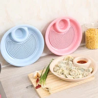 creative plastic dumpling plate with vinegar plates wheat straw double layer drain plates kitchen multi functional fruit plate