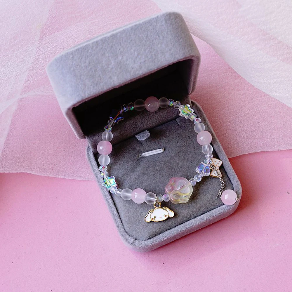 

Kawaii Japanese Pink My Melody Pendant Bracelet Kuromi Cinnamoroll Hand Accessories Creative Bracelet Gift Jewelry for Girls
