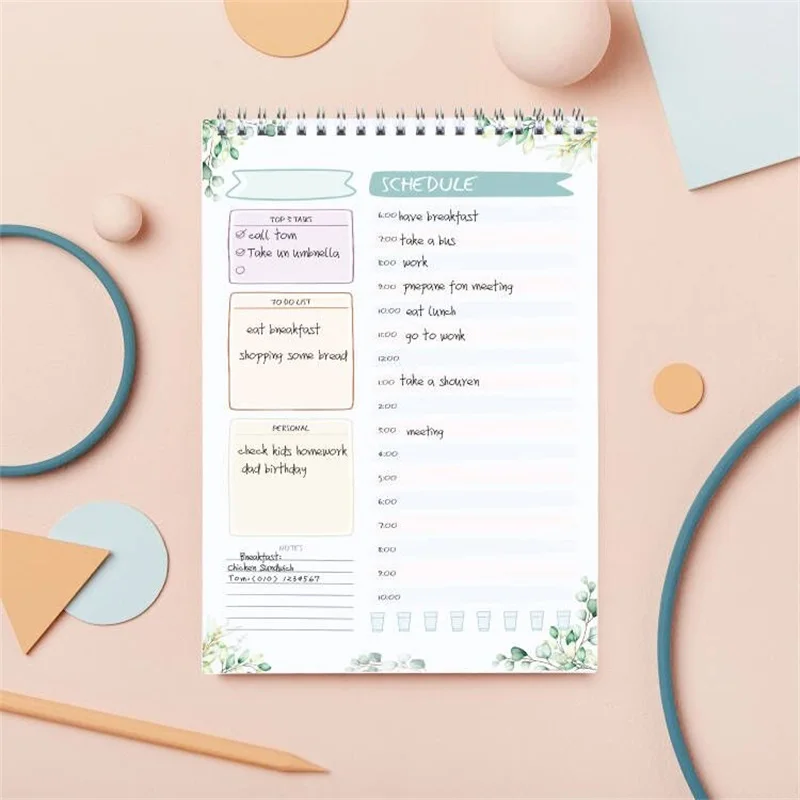

Новый милый ежедневный Еженедельный планировщик, ежедневник без даты, спиральный блокнот, ежедневник, офисные канцелярские принадлежности...
