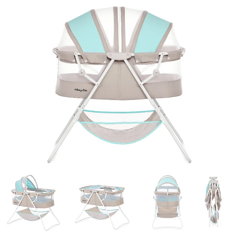 Karley Bassinet Blue and Grey Children's Bed Bases Frames Lightweight, Stylish, and Spacious Quick-folding Double Canopy