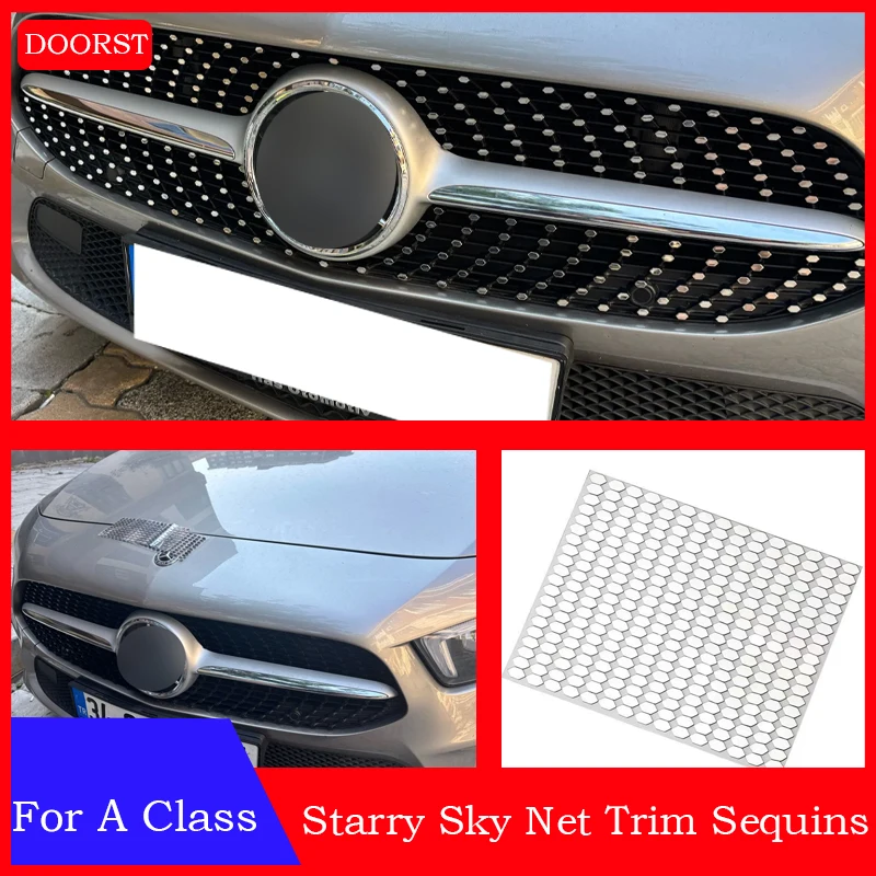 

Воздухозаборная решетка для Mercedes Benz A Class W176 W177, украшение с блестками, звездное небо, сетка, отделка, блестки, автомобильные аксессуары, внешние аксессуары