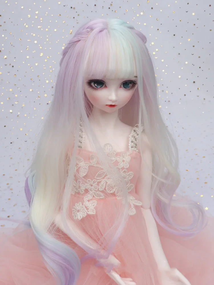 

BJD doll wig suitable for 1/3 1/4 1/6 size bjd girl wig color dyed long curly hair color matching wig doll accessories