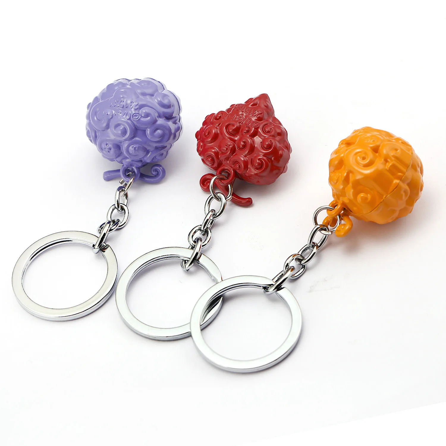 

One Piece Devil Fruit Keychains Luffy Gum-Gum Fruit Ace Shanks Zoro Sanji Nami Chopper Metal Keyrings Cos Pendants Figure Gifts