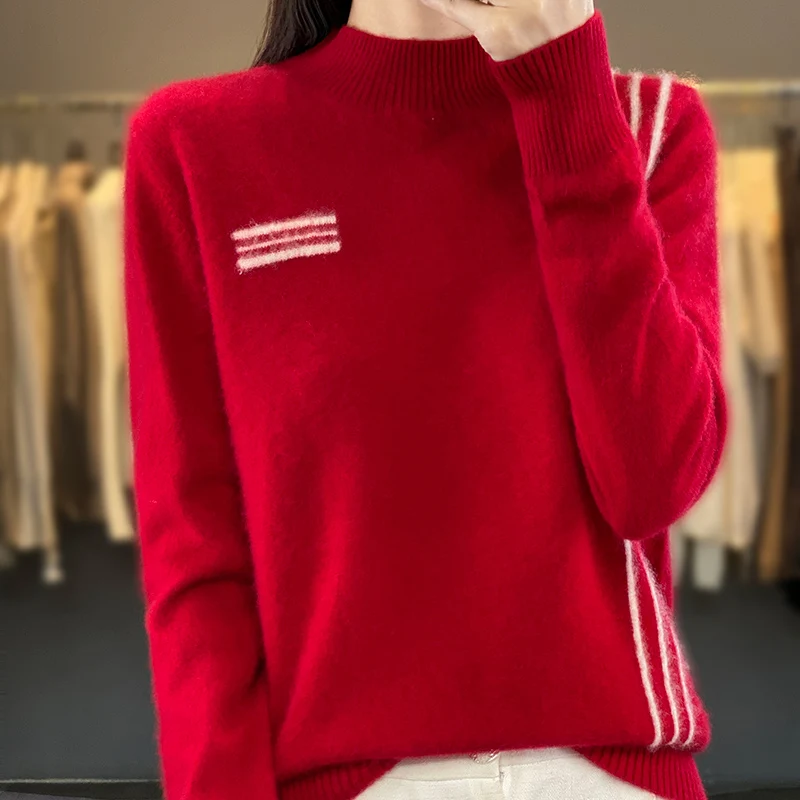 Новый осенне-зимний свитер из 100% мериноса и кашемира женский пуловер с