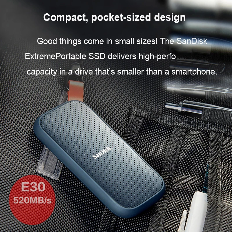 Портативный жесткий диск SanDisk SSD E81 4 ТБ портативный E61 2 1 480 ГБ USB3.2 Type C/A внешний E30