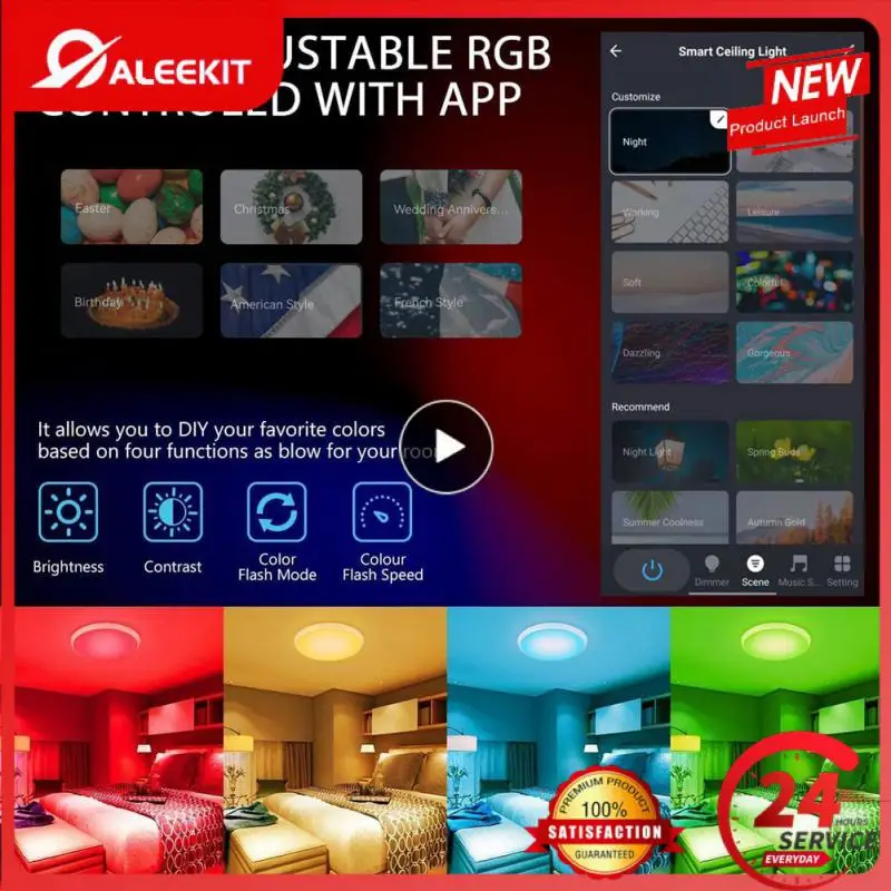 

Work With Alexa /google Home Smart Ceiling Light 30w Tuya Smart Ceiling Lamp 110v 220v Led Ceiling Light Smart Home Rgb