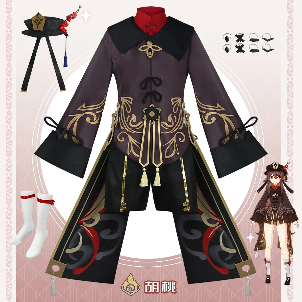 

Genshin Impact Hutao Cosplay Costume Uniform Wig Anime Game Cosplay Halloween Ancient Costumes for Women