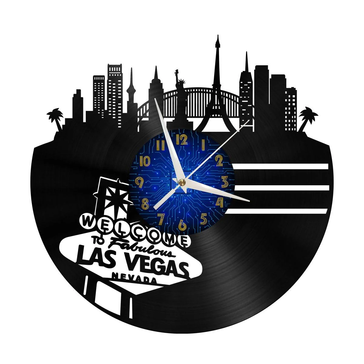 

Las Vegas City View 3 Vinyl Wall Clock, Vinyl Record Clock Wall Art Silent & Non-ticking