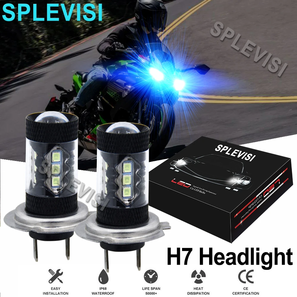 

2x LED Headlight Bulbs 80W Ice blue For Kawasaki Ninja 650 650R 2006 2007 2008 2009 2010 2021 motorcycle led light