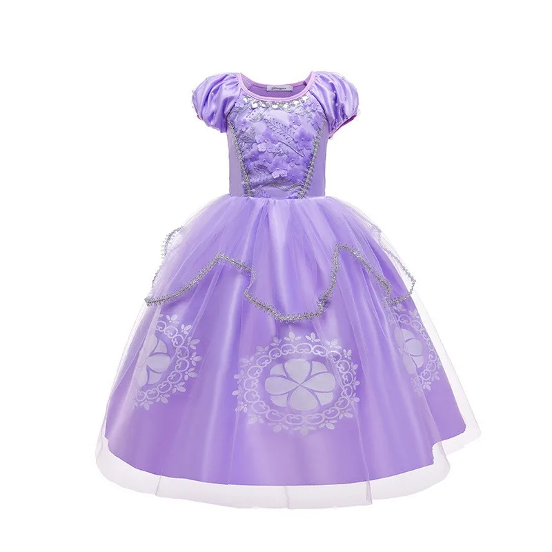 Foreign Trade Children Sophie Long Hair Princess Dress Girl Sofia Halloween Performance Birthday Formal |