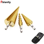 Набор ступенчатых Сверл из быстрорежущей стали, комплект из 3-12 мм4-20 мм, с титановым покрытием, для работ по дереву и металлу