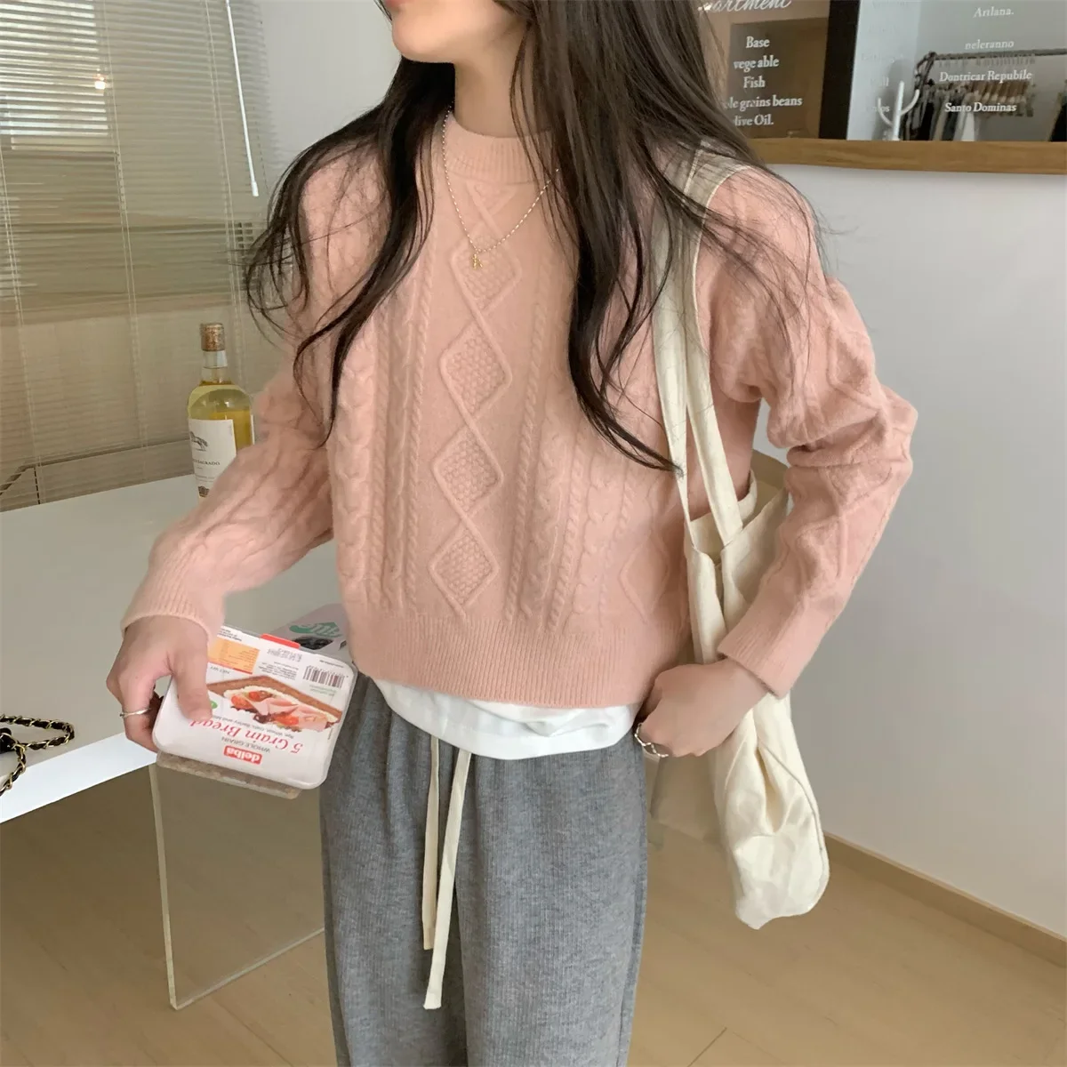 Новое поступление 2023 осенне-зимний пуловер с круглым вырезом в корейском стиле