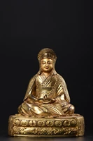 8 tibetan temple collection old bronze gilt painted guru buddha buddhist teacher lotus platform sitting buddha worship buddha