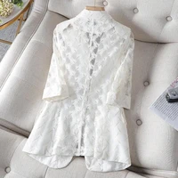 white lace suit jacket womens thin 2022 new fat mm summer sunscreen clothing western style high end blazer female blue blouser