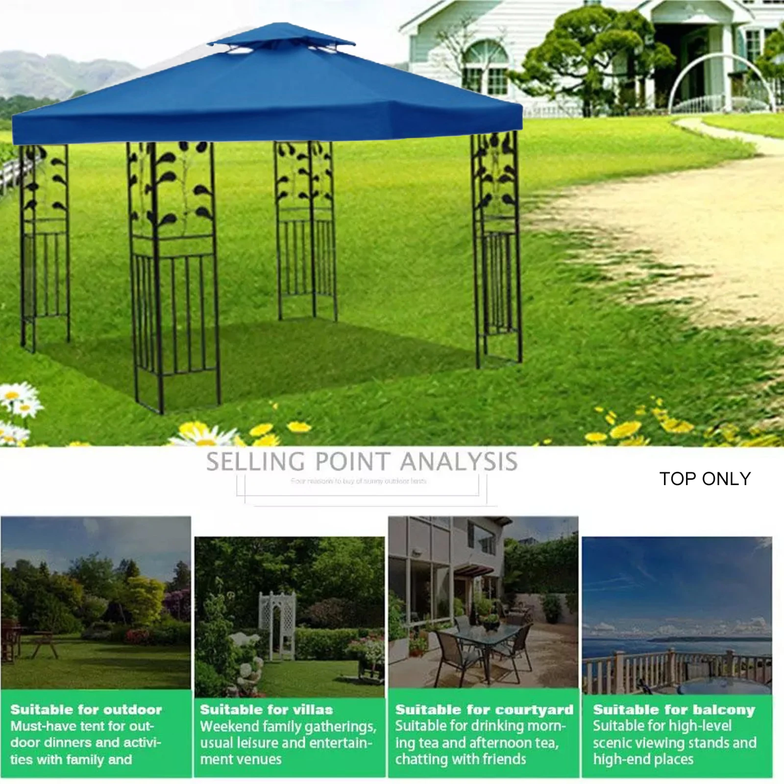 3*3м Палатка Газебо для открытого пространства с защитой от УФ-излучения, солнцезащитный экран, может использоваться для сада, патио, свадебных мероприятий.