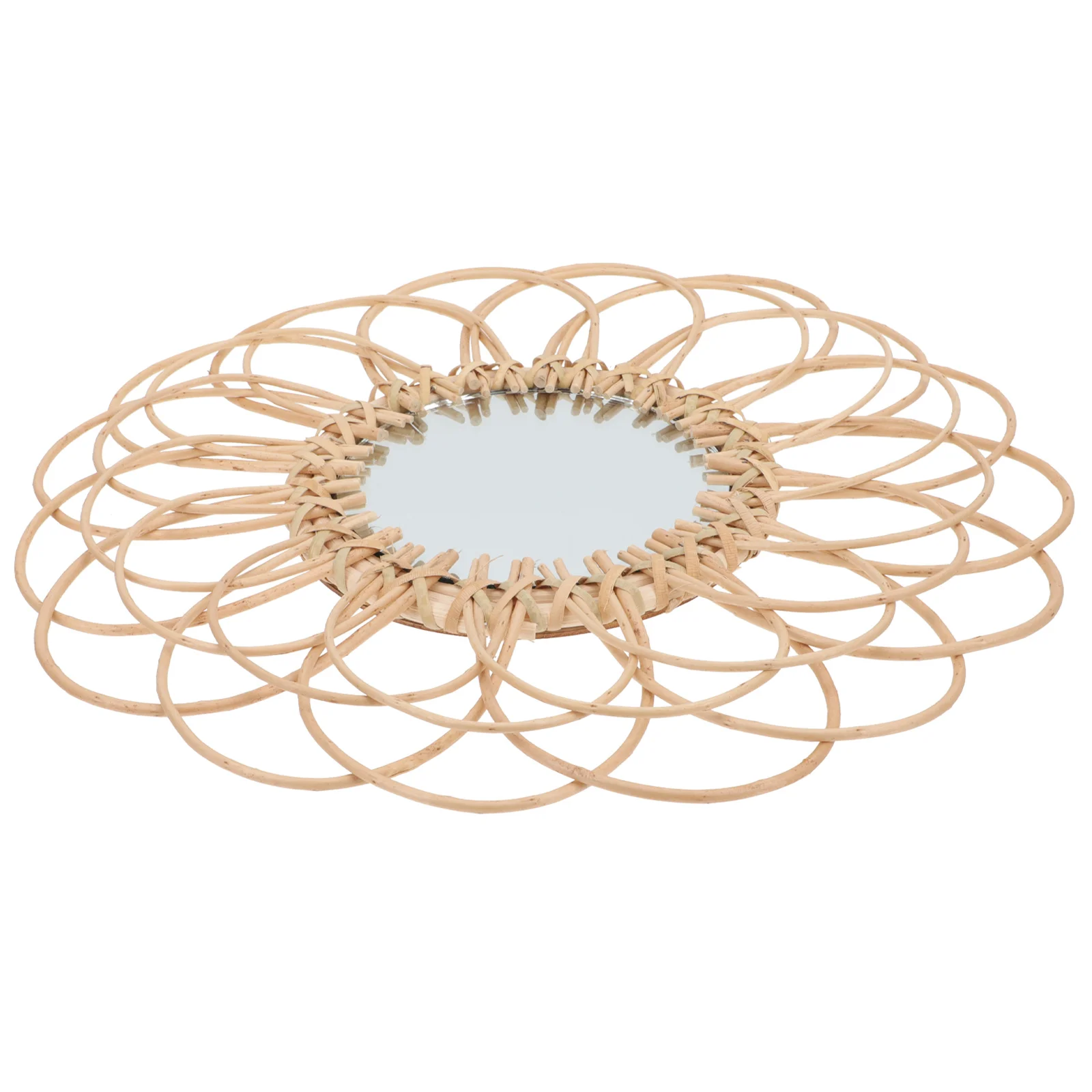 

Wall Hanging Mirror Ornament Home Unique Rattan Woven Retro Decor Decorative