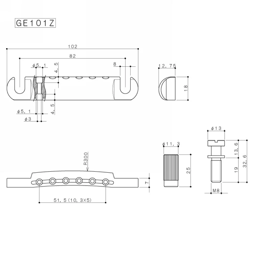 Фото GE101Z Tune-O-Matic Style Электрогитара Бридж Хвостовик для LP SG DOT №5