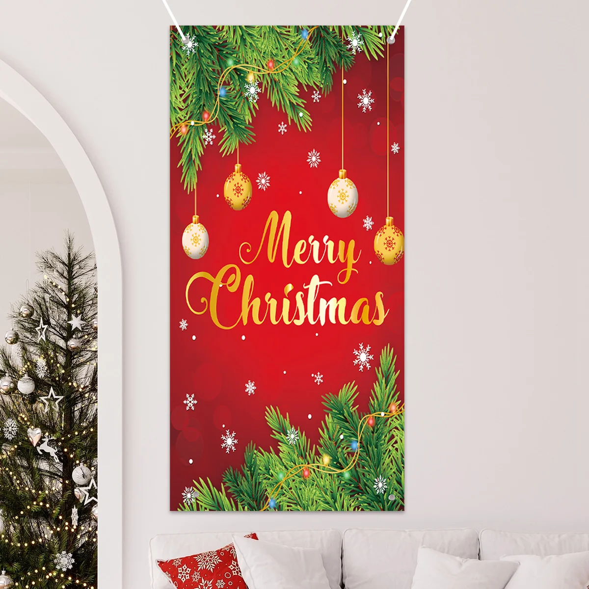 Рождественский красный галстук-бабочка подвесной флаг веселые рождественские