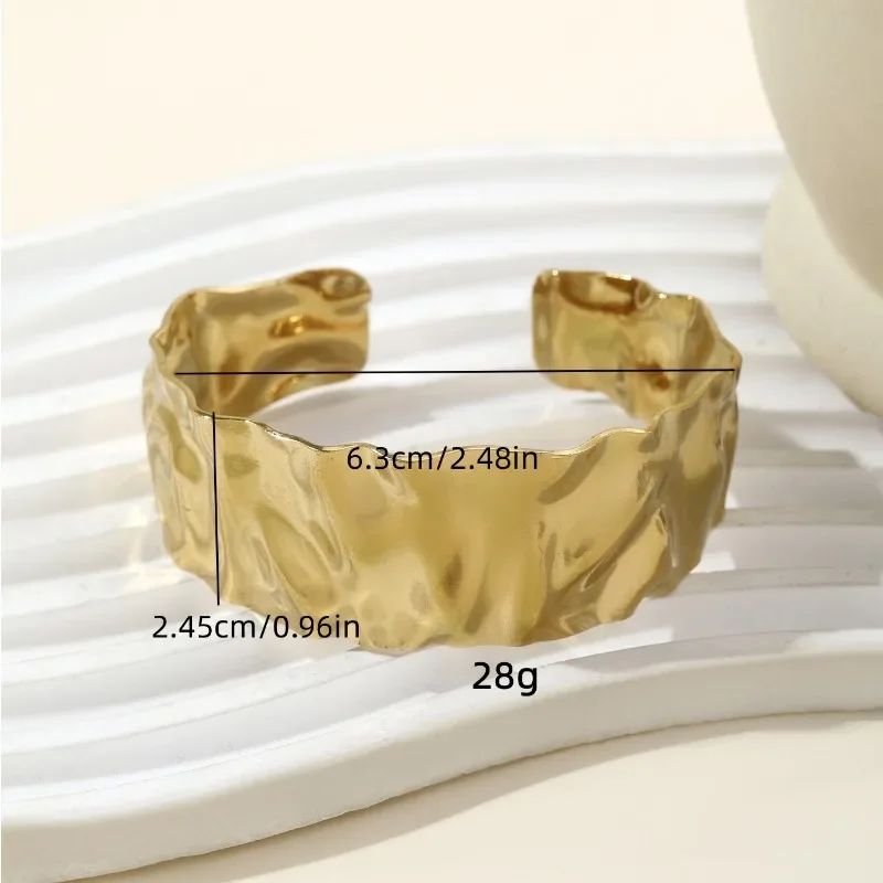 Uworld текстурированные золотые Манжеты Позолоченные Браслеты из нержавеющей