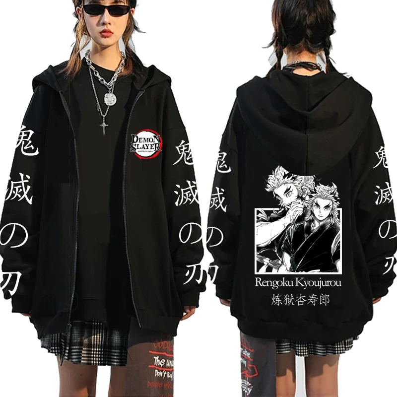 

Rengoku Kyoujurou косплей с капюшоном Харадзюку рассекающий демонов мужской женский мужской Аниме Подарочное пальто на молнии Толстовка Свитшот