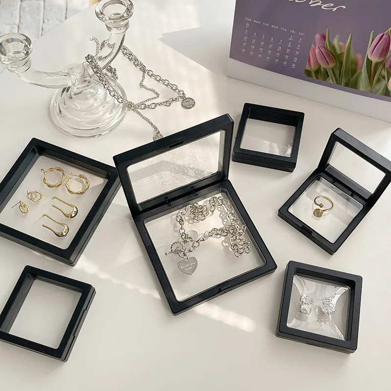 

Pe Film Suspension Packaging Box Earrings Ring Necklace Jewelry Box Transparent Anti Oxidation Storage Box Jewelry
