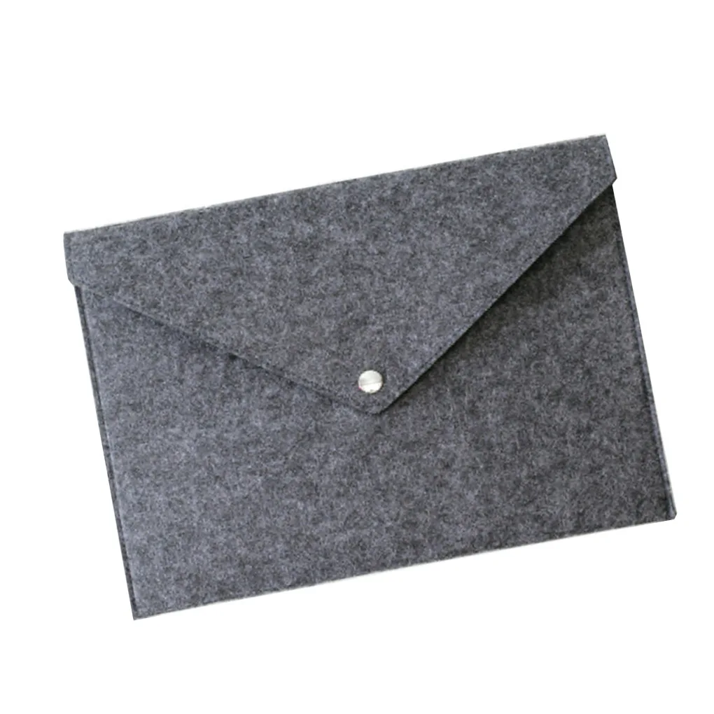 

Dustproof A4 File Paper Bag Meeting Room Document Felt Folder with Snap Button Portable Organizer Stationery Dark Grey
