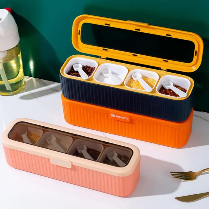 

Набор контейнеров для специй с 4 ячейками, шейкер для соли и специй, аксессуары для хранения