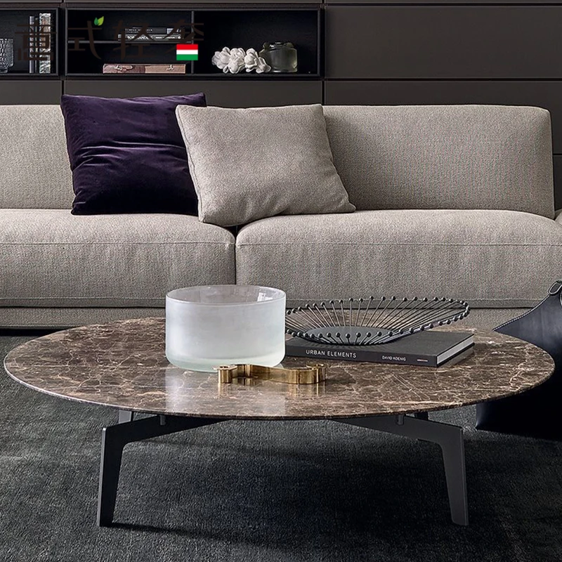 

Light luxury high-definition factory mansion with the same paragraph living room natural marble coffee table coffee table