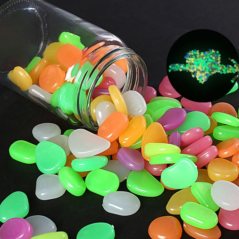 

50/100/200pcs Outdoors Courtyard Luminous Stones Natural Crystals Rocks Garden Pebbles Glow Fish Tank Landscaping Decorations